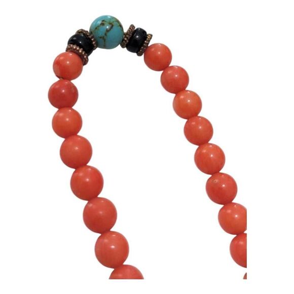 Natural Coral Turquoise & Carnelian Beaded Necklace‎ Vintage Energy - Picture 4 of 5